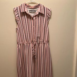 Pink blue and white dress